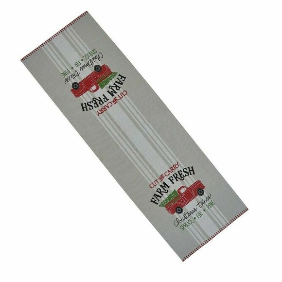 Farmhouse Christmas Table Runner 36 In St. Nicholas Square Cotton Holiday Decor - Picture 1 of 6